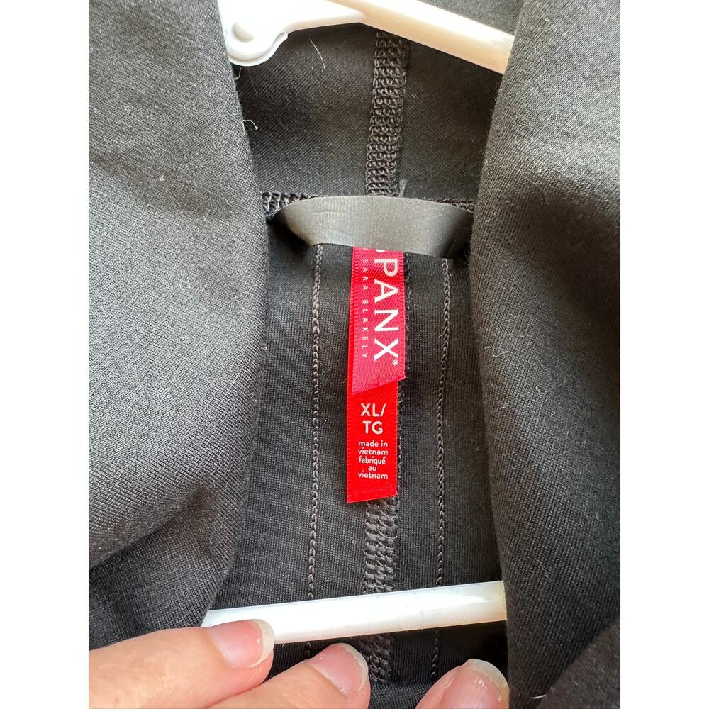 Spanx Faux Leather Convertible Drap Front Jacket Blazer Black XL #50176R - Picture 7 of 9